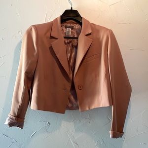 Crop blazer women’s in a salmon pink color